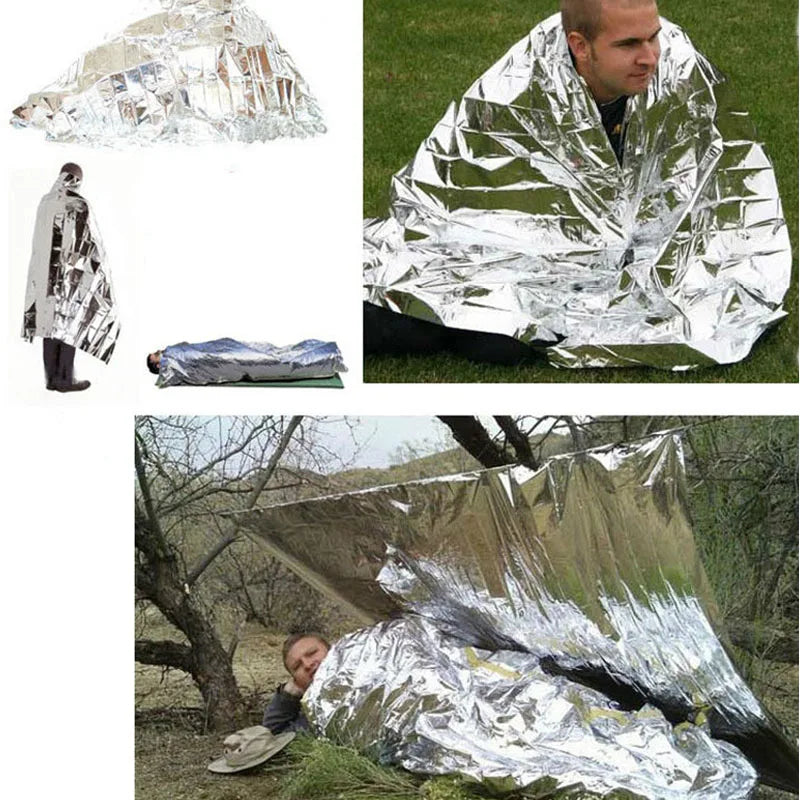 Emergency thermal blanket outdoor waterproof survival blanket aluminum foil hot space emergency rescue curtain military blanket